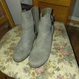 croft & barrow Gray Suede Ankle Booties with Buckle